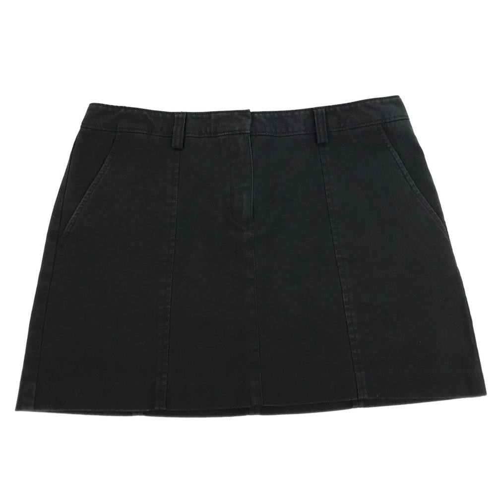 THEORY ARLYLA Black Mini Skirt A0304307 Soft Cotton Stretch Canvas Women's 10